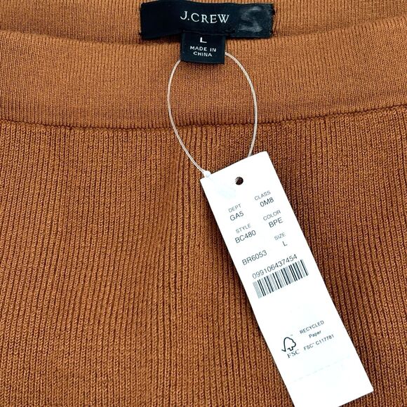 J.Crew Skirt Ribbed Midi Tube Sweater Knit Pencil Sz L Brown/Rust $128 NWT - Picture 4 of 11